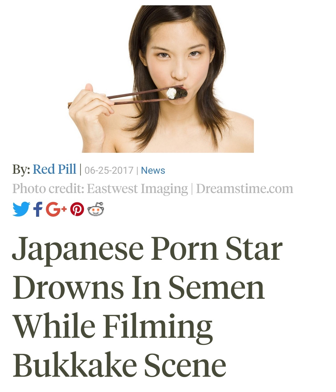 Japanese Porn Star Drowns In Semen.