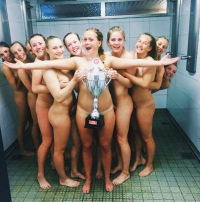 Danish Handball Team Celebrating Naked In The Shower
